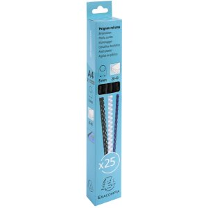 Exacompta 76201E Espirales de PVC 8mm 25 unidades para documentos A4 Negro