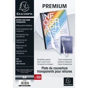 Exacompta Paquete de 100 Fundas PVC 300µ DIN A4 Cristal
