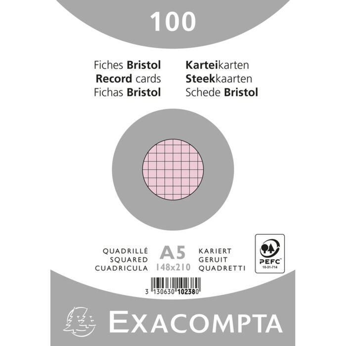 Fichas A5 cuadradas 100 unidades rosa