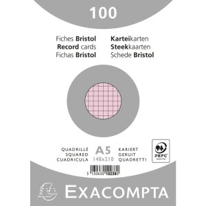 Fichas A5 cuadradas 100 unidades rosa