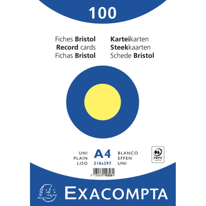 Exacompta Fichas en blanco DIN A4 100 unidades retractiladas Amarillo