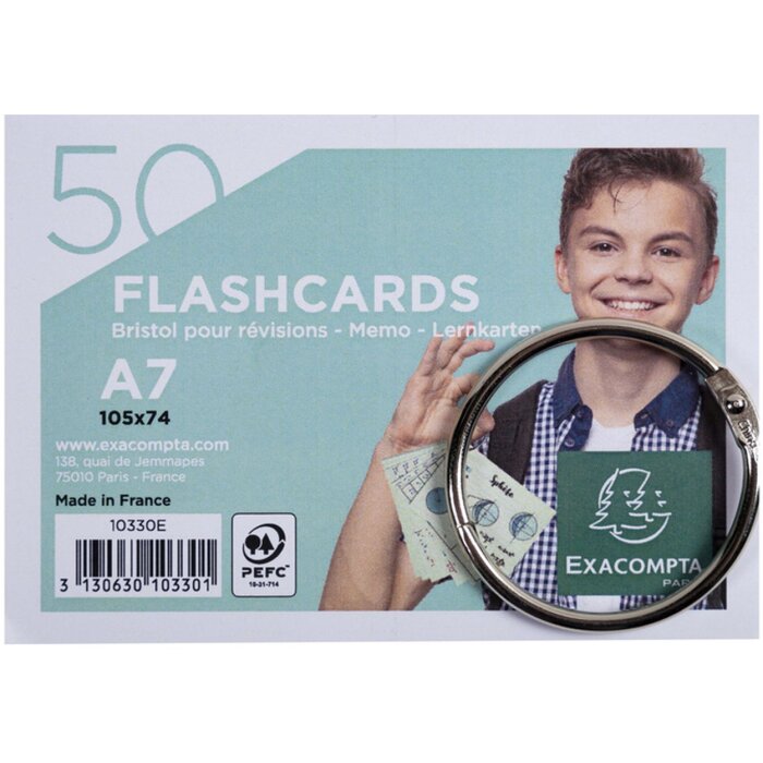 Exacompta 50 Flashcards con anilla DIN A7