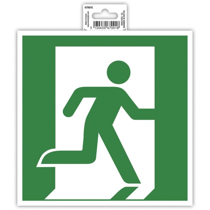 Señal adhesiva evacuación derecha 20 cm