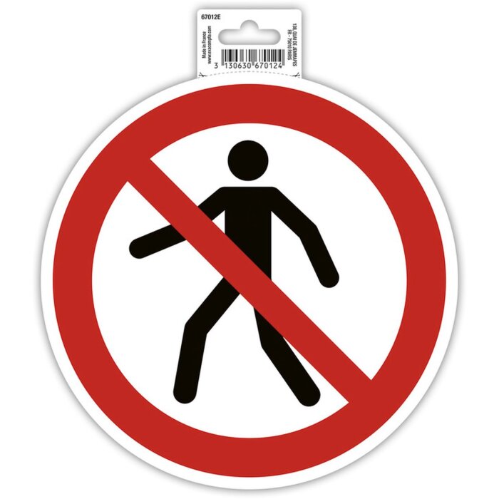 Cartel adhesivo prohibido circular 20 cm