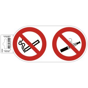 Cartel-aviso adhesivo de prohibición de fumar y...