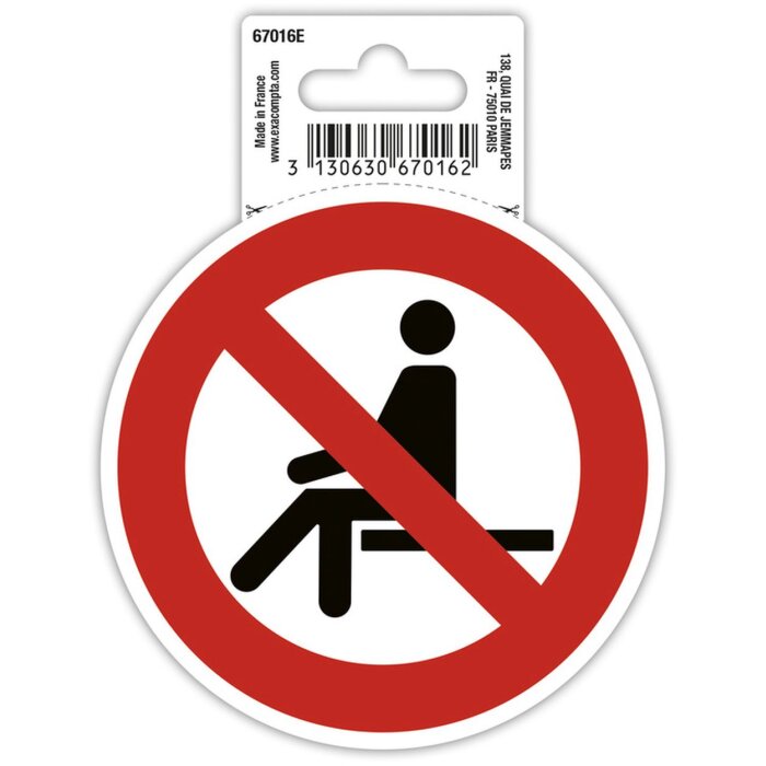 Cartel adhesivo Prohibido sentarse 10 cm