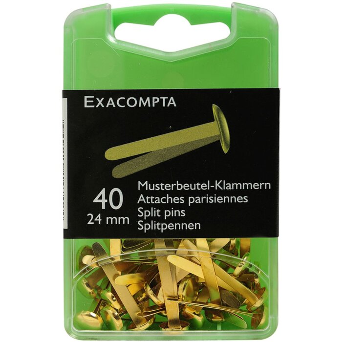 Exacompta Caja de 40 Clips para Bolsas de Muestras 24mm - Oro
