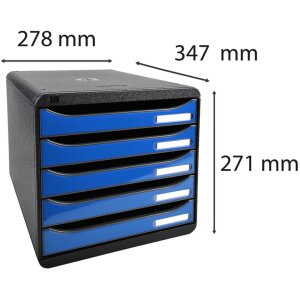 Exacompta Cajonera Big Box Plus 5 Cajones Abiertos Iderama Azul Hielo Brillante