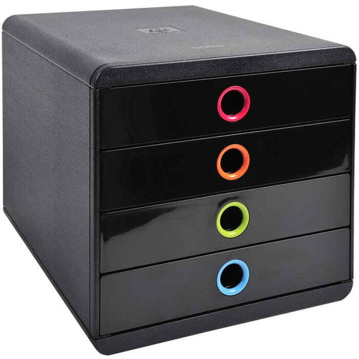 Exacompta cajonera POP-BOX 4 cajones negro Harlequin