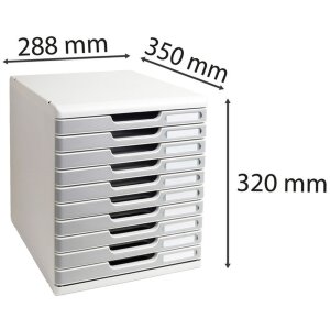 Exacompta Modulo A4 Archivador 10 Cajones Cerrados Oficina Gris Piedra