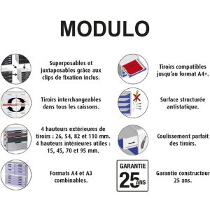 Exacompta 325041D Cajonera MODULO A4 3 cajones cerrados