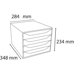 Exacompta ECOBOX 4 cajones frambuesa 348x284x234mm DIN A4