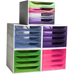 Exacompta ECOBOX 4 cajones frambuesa 348x284x234mm DIN A4