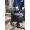 Exacompta 17437E Bolsa bandolera para portátil en piel negra de 14 pulgadas repelente al agua