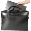 Exacompta Bolsa bandolera para portátil 2 compartimentos Piel negra Exactive Negro