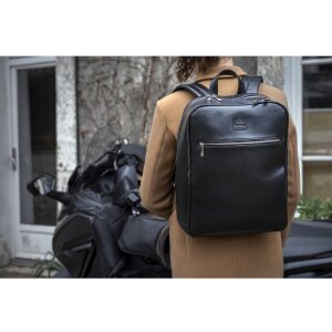 Exacompta 17637E Mochila portatil cuero negro hidrófugo 17 pulgadas Exactive