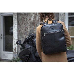 Exacompta 17637E Mochila portatil cuero negro hidrófugo 17 pulgadas Exactive
