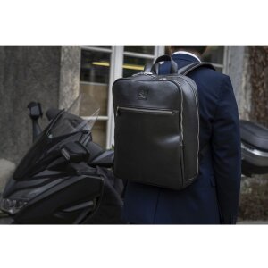 Exacompta 17637E Mochila portatil cuero negro hidrófugo 17 pulgadas Exactive