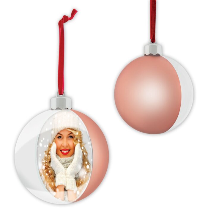 Bola de Navidad con Foto Rosa Raso 10x10 cm