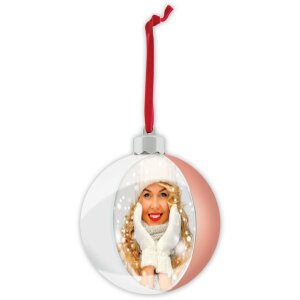 Bola de Navidad con Foto Rosa Raso 10x10 cm