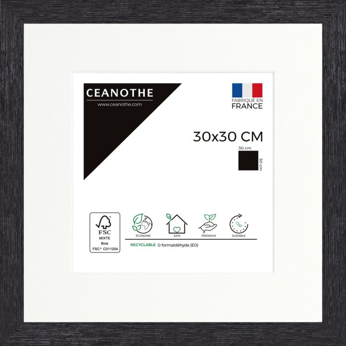 Ceanothe Marco de Madera Karma 30x30 cm Negro con Passepartout