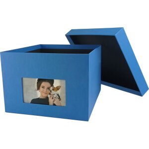HNFD Caja de Fotos XL Kandra 700 fotos 15x20 cm acero azul acanalado