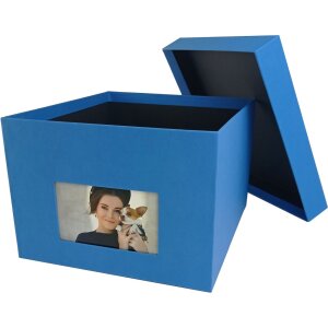 HNFD Caja de Fotos XL Kandra 700 fotos 15x20 cm acero azul acanalado