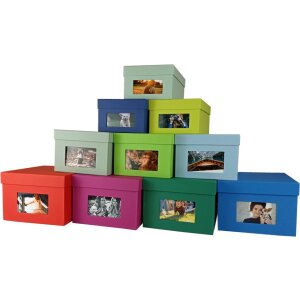 HNFD Caja de Fotos XL Kandra 700 fotos 15x20 cm acanalada azul oscuro