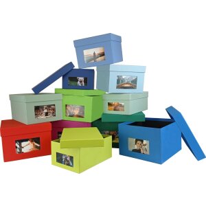 HNFD Caja de Fotos XL Kandra 700 fotos 15x20 cm acanalada azul oscuro