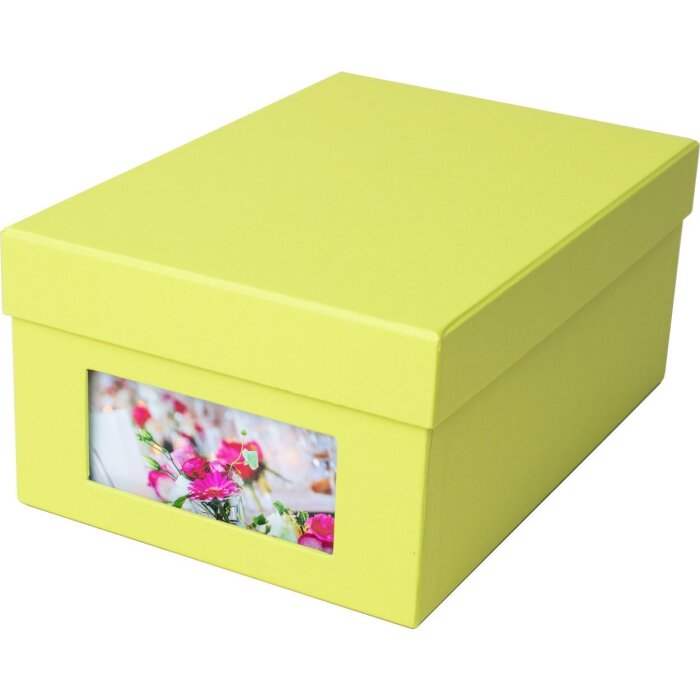 HNFD Caja de fotos Kandra verde mayo acanalada 700 fotos 10x15 cm