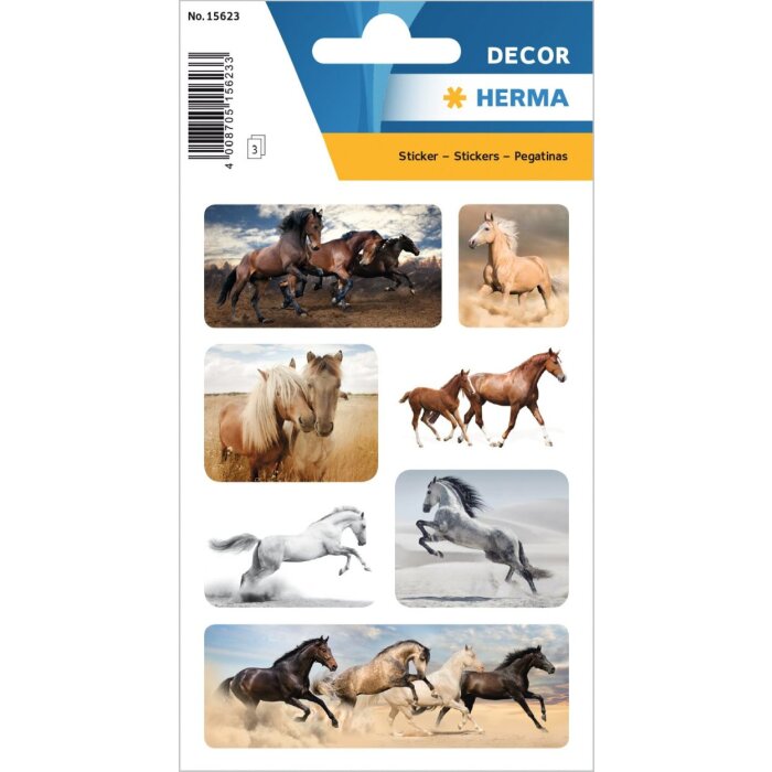 Pegatina HERMA caballos salvajes 3 hojas-paquete