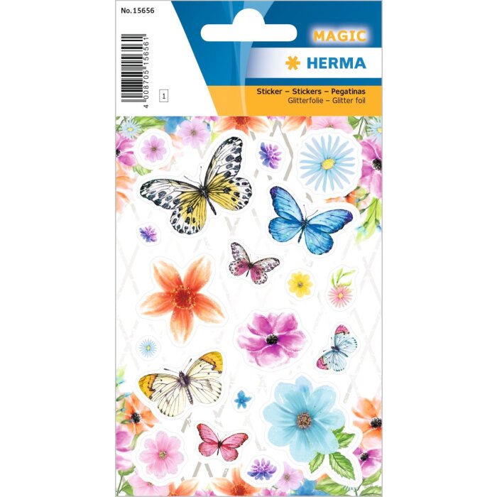 HERMA Pegatinas de papel metalizado con purpurina Flower Paradise