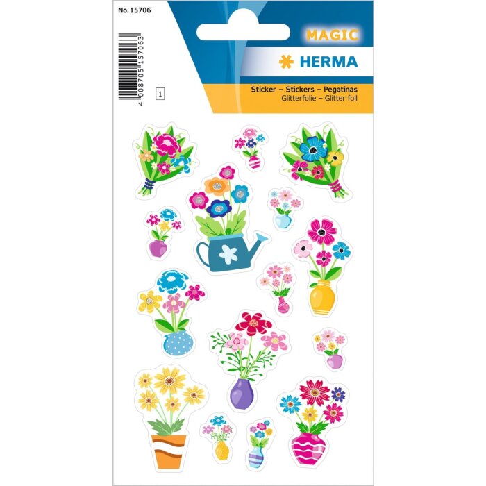 Pegatina Flor HERMA con purpurina