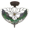 LumiLamp 5LL-6139 Lámpara de techo Tiffany Ø 36x35 cm E27-máx 2x60W Verde, Blanco