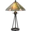LumiLamp 5LL-6165 Lámpara de mesa Tiffany Ø 50x73 cm E27-max 2x60W Verde, Marrón, Beige