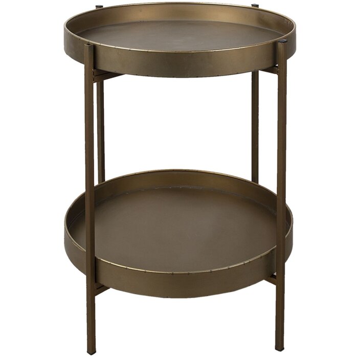 Clayre & Eef 5Y0882 Mesa auxiliar color cobre Ø 52x60 cm
