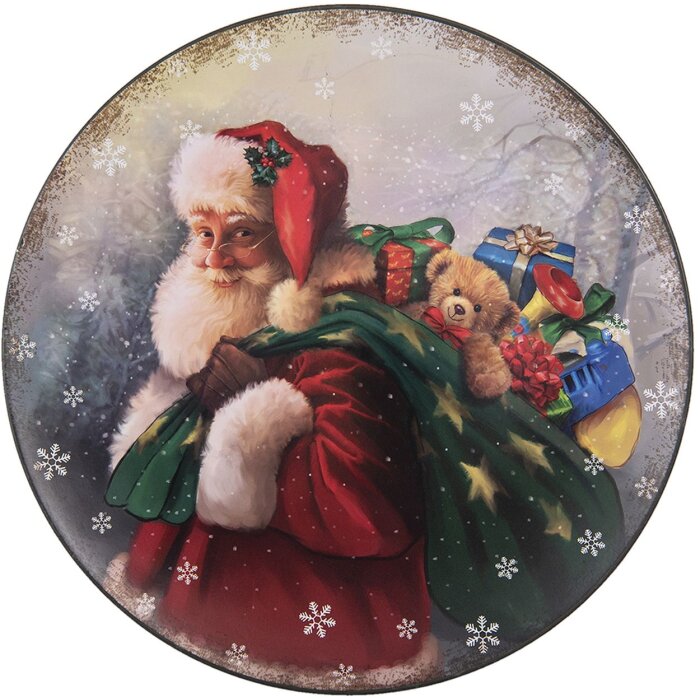 Clayre & Eef 64808 Plato de Navidad Ø 33 cm Papá Noel de plástico multicolor