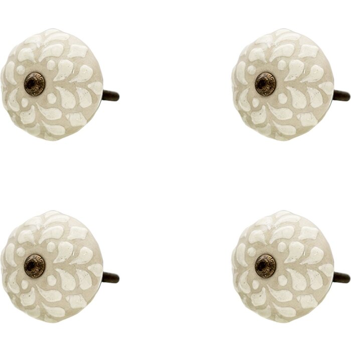 Clayre & Eef 64877 Pomo Puerta Juego de 4 Beige Ø 4x3 cm