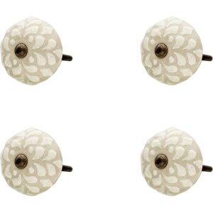 Clayre & Eef 64877 Pomo Puerta Juego de 4 Beige Ø 4x3 cm