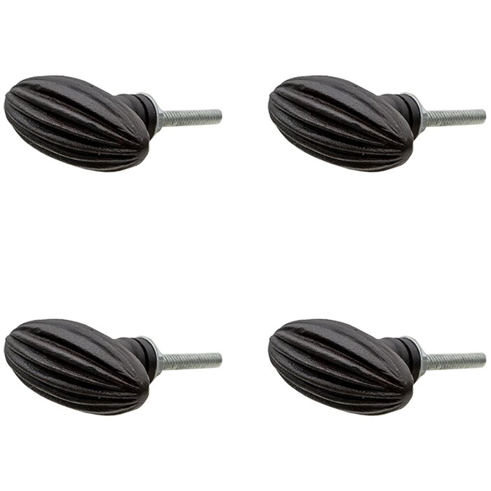 Clayre & Eef 64881 Pomo Puerta Juego de 4 Negro 2x4x5 cm