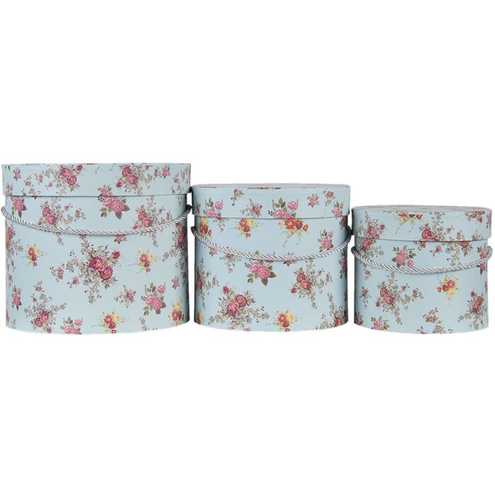 Clayre & Eef 65008 Sombrerera Set de 3 Azul Ø 23x19 cm