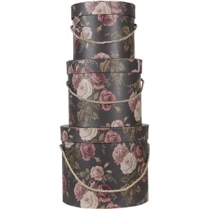 Clayre & Eef 65011 Sombrerera Set de 3 Negro Ø 23x20 cm