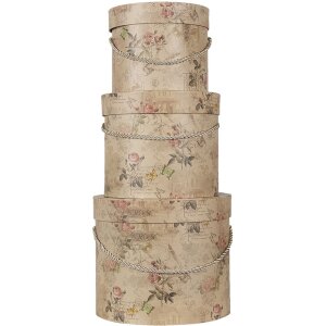Clayre & Eef 65012 Sombrerera Set de 3 Beige Ø 23x20 cm