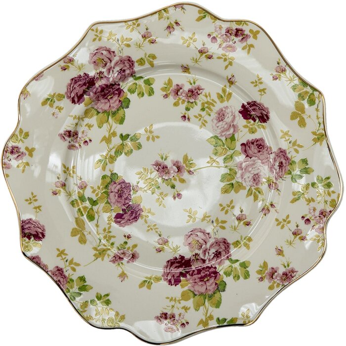 Clayre & Eef 6CE1291 Vajilla Plato Desayuno Blanco Ø 21x2 cm