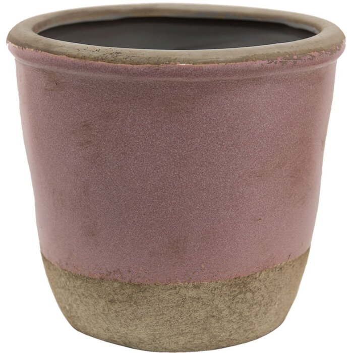 Clayre & Eef 6CE1380XL Maceta de interior rosa, beige Ø 19x19 cm