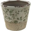 Clayre & Eef 6CE1384L Maceta de interior verde, blanca Ø 16x16 cm