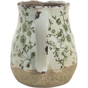 Clayre & Eef 6CE1386M Jarra Decorativa Verde, Blanca 16x13x15 cm