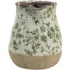 Clayre & Eef 6CE1386M Jarra Decorativa Verde, Blanca 16x13x15 cm