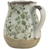 Clayre & Eef 6CE1386M Jarra Decorativa Verde, Blanca 16x13x15 cm