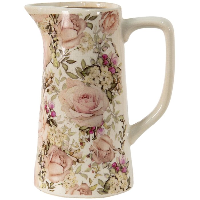 Clayre & Eef 6CE1413L Jarra Decorativa Rosa 20x13x25 cm